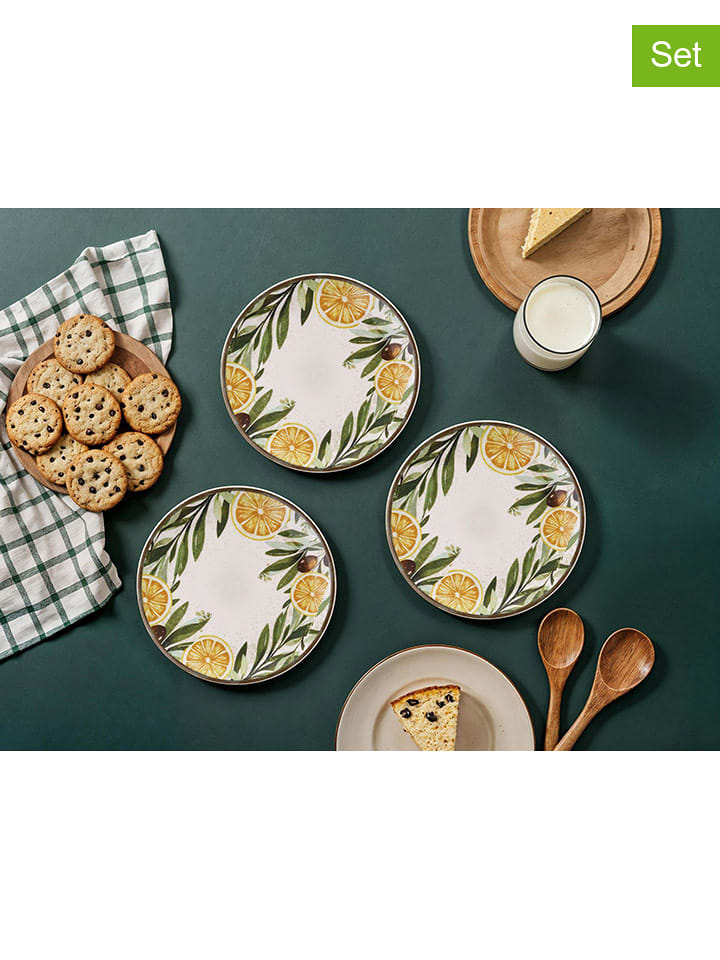 Hermia Talerzyki deserowe (6 szt.) w kolorze biało-żółto-zielonym - Ø 19,3 cm rozmiar: onesize