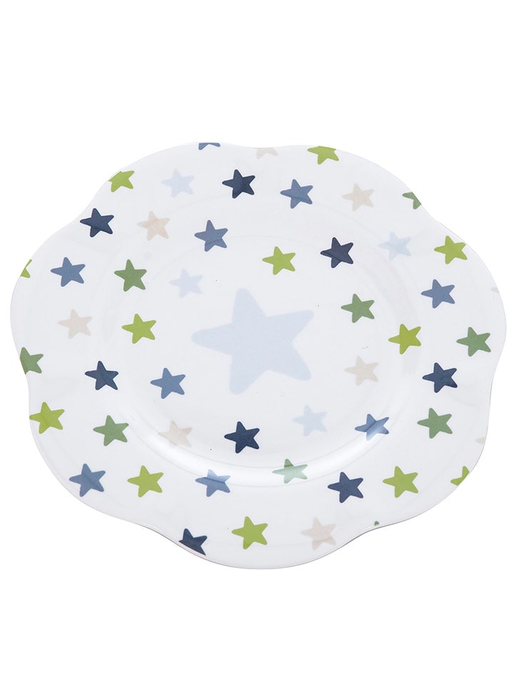 Overbeck and Friends Talerz śniadaniowy "Niki" w kolorze biało-zielono-niebieskim - Ø 22 cm rozmiar: onesize