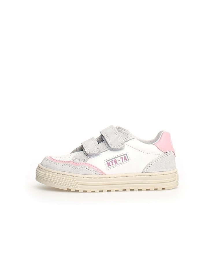 Naturino Skórzane sneakersy "Ariton" w kolorze biało-jasnoróżowo-szarym rozmiar: 30
