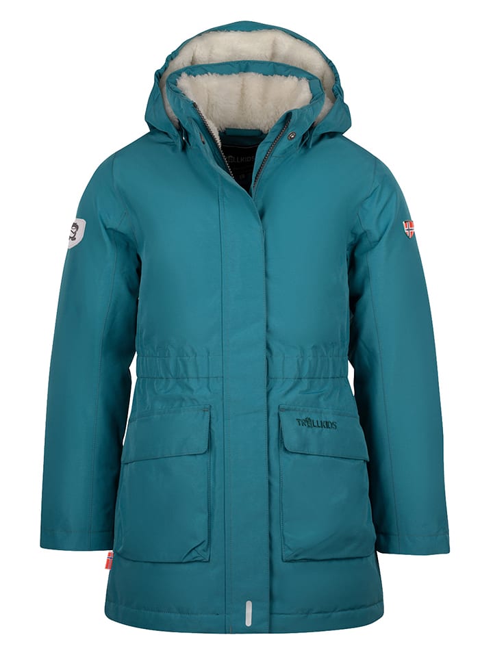 Trollkids Płaszcz puchowy "Alesund" w kolorze niebieskim rozmiar: 116