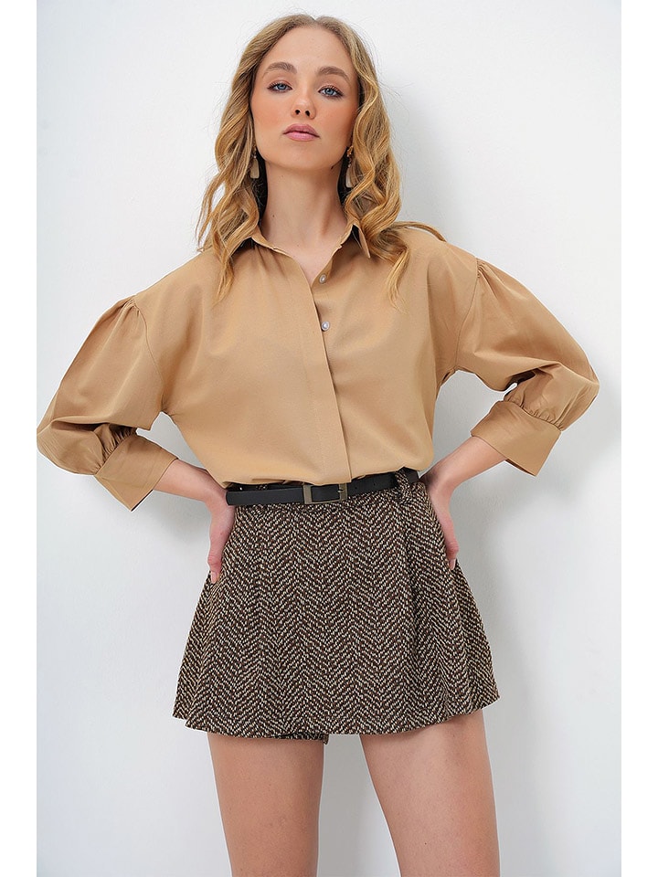 trendyol Bluzka w kolorze jasnobrązowym rozmiar: XL