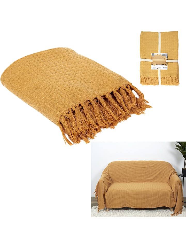 THE HOME DECO FACTORY Pled w kolorze musztardowym - 250 x 170 cm rozmiar: onesize
