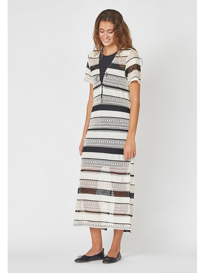 SisterS point Sukienka w kolorze kremowo-czarnym rozmiar: S