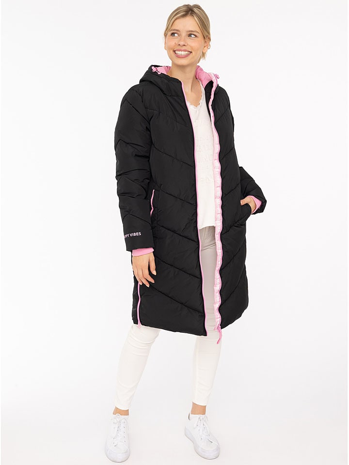 Zwillingsherz Płaszcz pikowany "Happy Vibes" w kolorze czarnym rozmiar: XL