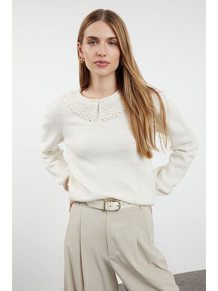 trendyol Sweter w kolorze białym rozmiar: L