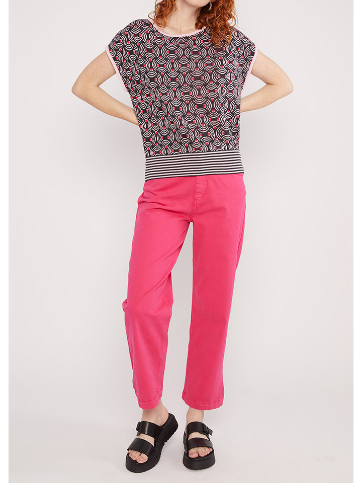 Blutsgeschwister Sweter "New Wavered" w kolorze czarno-jasnoróżowym rozmiar: S