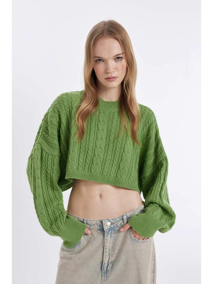 DeFacto Sweter w kolorze zielonym rozmiar: S