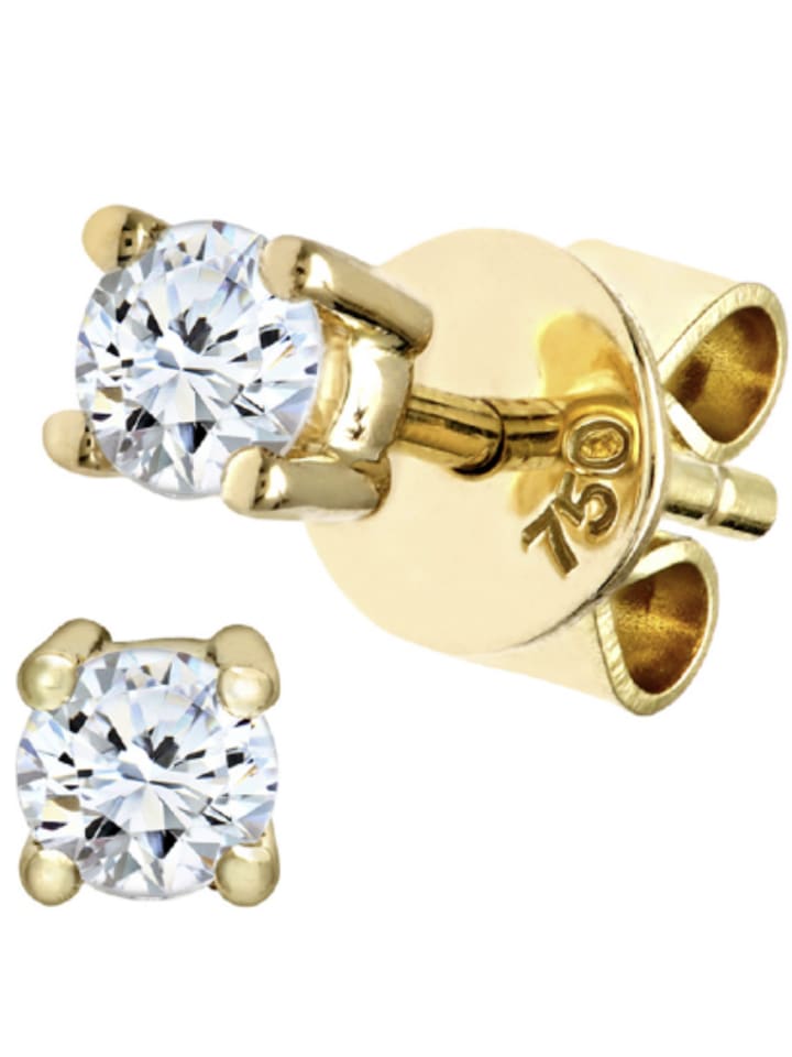 Rinani Złote kolczyki-wkrętki z diamentami rozmiar: onesize