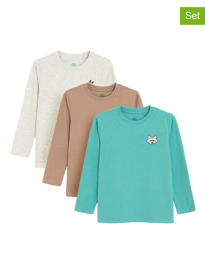 COOL CLUB Koszulki (3 szt.) w kolorze turkusowym, kremowym i jasnobrązowym rozmiar: 104