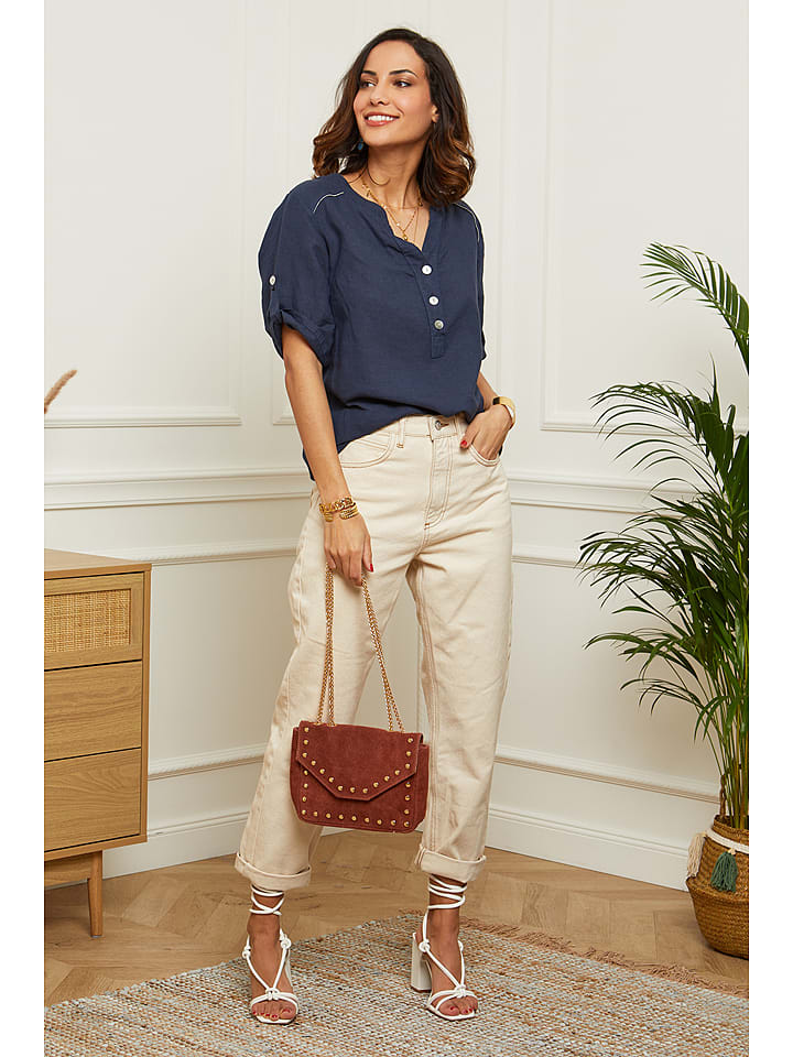 Le Monde du Lin Lniana bluzka w kolorze granatowym rozmiar: 36/38