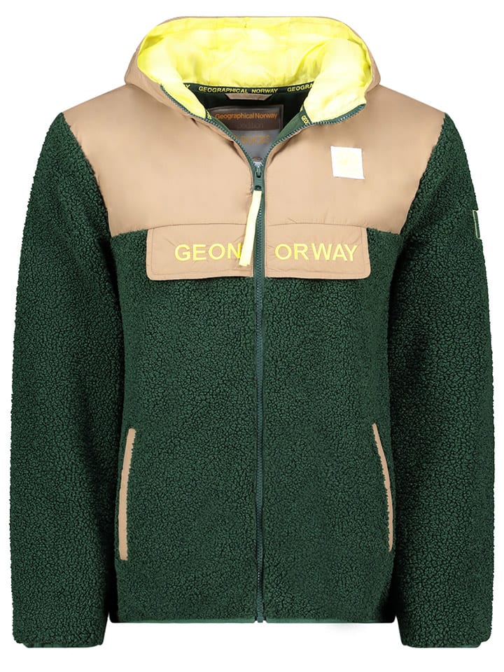 Geographical Norway Kurtka polarowa "Teclass" w kolorze ciemnozielono-beżowym rozmiar: 3XL