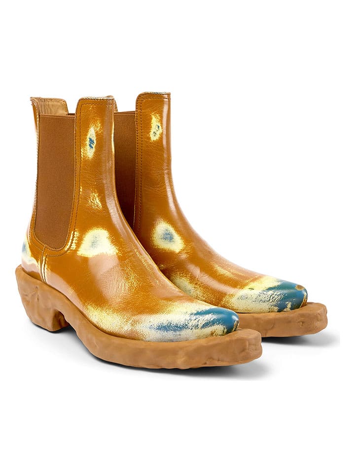 Camper Skórzane botki w kolorze jasnobrązowo-żółto-błękitnym rozmiar: 40