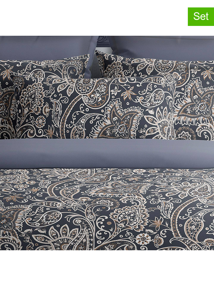 maison héritage PARIS Satynowe poszewki (2 szt.) w kolorze szarobrązowym na poduszkę rozmiar: 50x70 cm