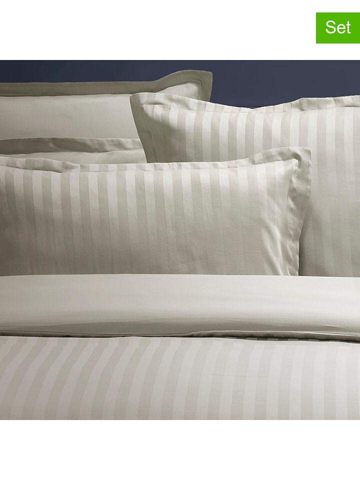 maison héritage PARIS Satynowe poszewki (2 szt.) w kolorze szarobrązowym na poduszkę rozmiar: 80x80 cm