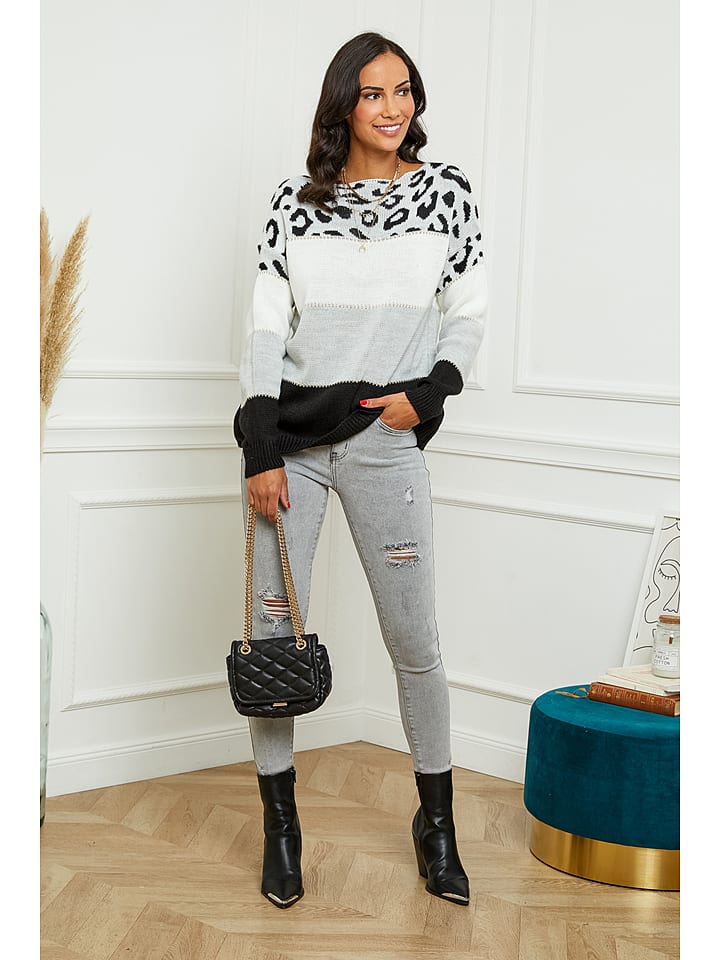 L'armoire de Suzette Sweter w kolorze czarno-jasnoszarym rozmiar: 34/36