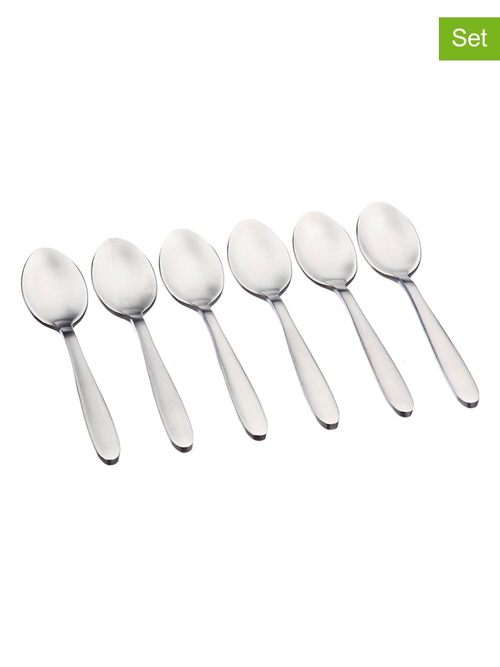 Björn Łyżeczki (6 szt.) "Kaja" w kolorze srebrnym do kawy - dł. 14 cm rozmiar: onesize