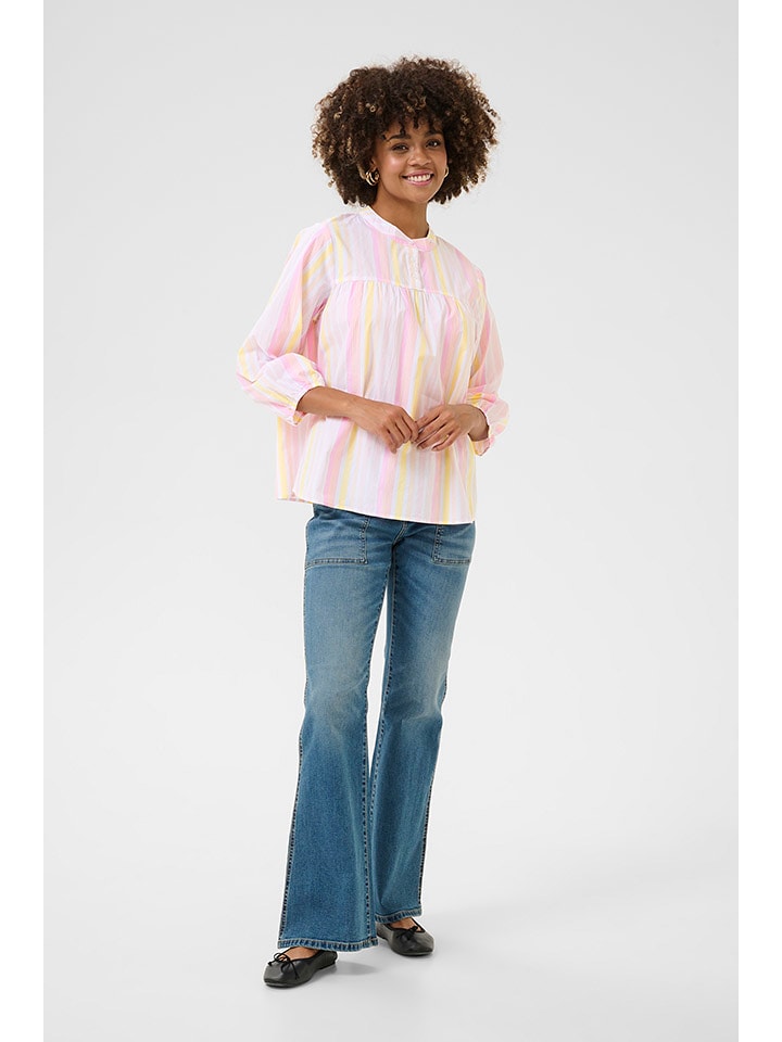 CULTURE Bluzka w kolorze jasnoróżowo-żółto-białym rozmiar: M