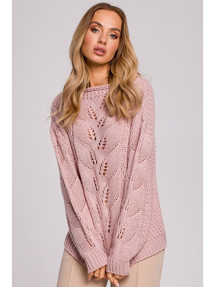 made of emotion Sweter w kolorze jasnoróżowym rozmiar: L/XL