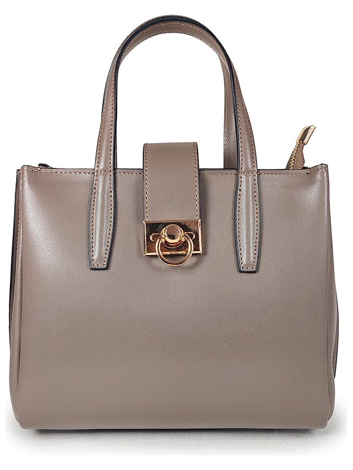 ORE10 Skórzana torebka "Senio" w kolorze szarobrązowym - 28 x 22 x 13 cm rozmiar: onesize