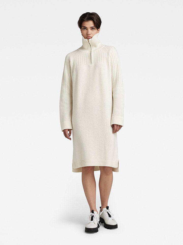 G-Star Sukienka dzianinowa w kolorze kremowym rozmiar: L