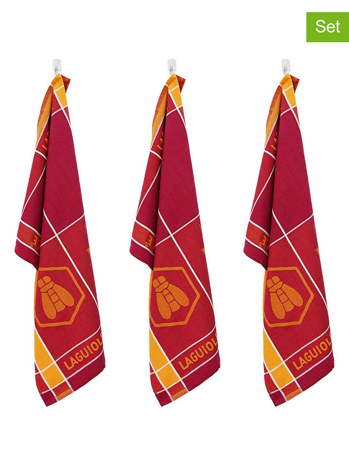 Laguiole Ściereczki (3 szt.) w kolorze czerwonym do naczyń - 70 x 50 cm rozmiar: onesize