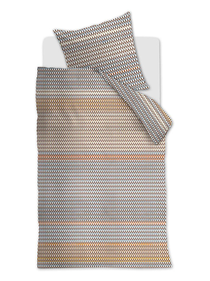 Beddinghouse Komplet pościeli satynowej "Rhythm" w kolorze błękitno-beżowym rozmiar: 155x220 cm