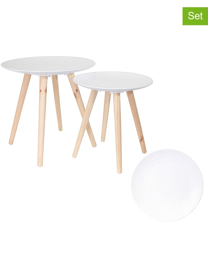 THE HOME DECO FACTORY Stoliki (2 szt.) w kolorze białym rozmiar: onesize