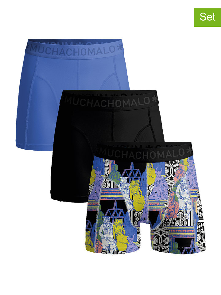 Muchachomalo Bokserki (3 pary) w kolorze czarno-niebieskim rozmiar: 176