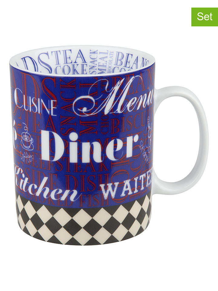 Könitz Kubki jumbo (2 szt.) "Diner kitchen" w kolorze granatowym - 490 ml rozmiar: onesize