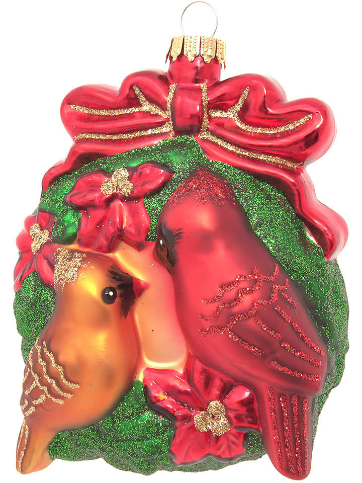 Krebs Glas Lauscha Bombka w kolorze czerwono-zielonym - dł. 9 cm rozmiar: onesize