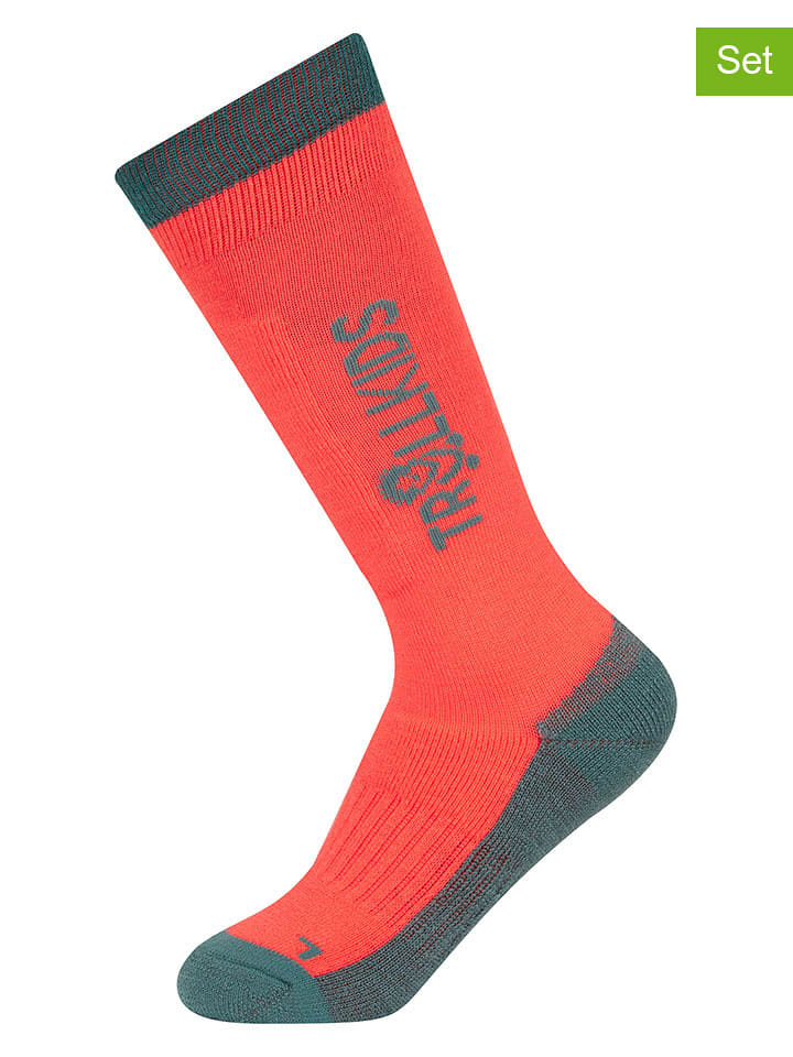 Trollkids Skarpety narciarskie (2 pary) "Kids Ski" w kolorze czerwonym rozmiar: 31-34