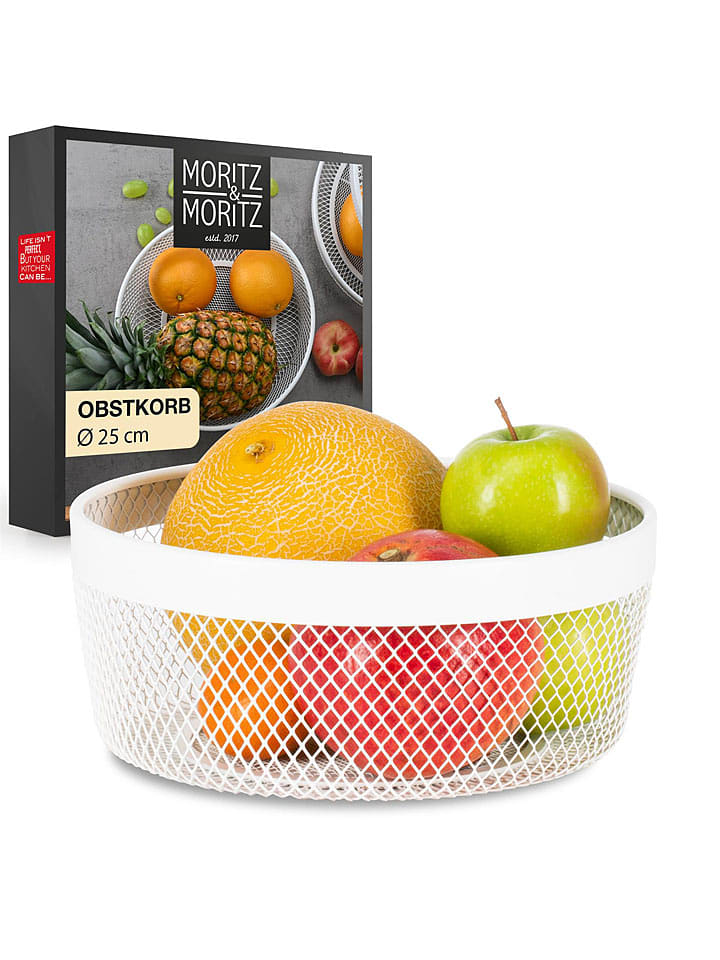 Moritz & Moritz Koszyk w kolorze białym na owoce - Ø 25 cm rozmiar: onesize