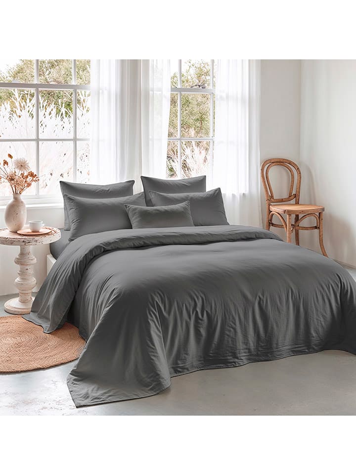 ethere Perkalowa poszwa "Liso" w kolorze antracytowym na kołdrę rozmiar: 140x200 cm