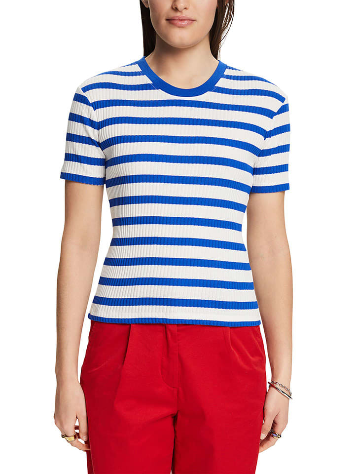 ESPRIT Koszulka w kolorze niebiesko-białym rozmiar: XXS