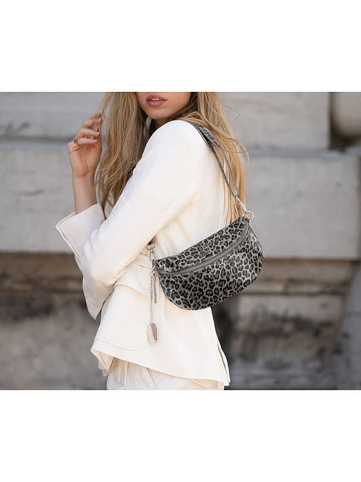 Anna Morellini Skórzana saszetka "Nunziatina" w kolorze szaro-czarnym - 25 x 14 x 1 cm rozmiar: onesize