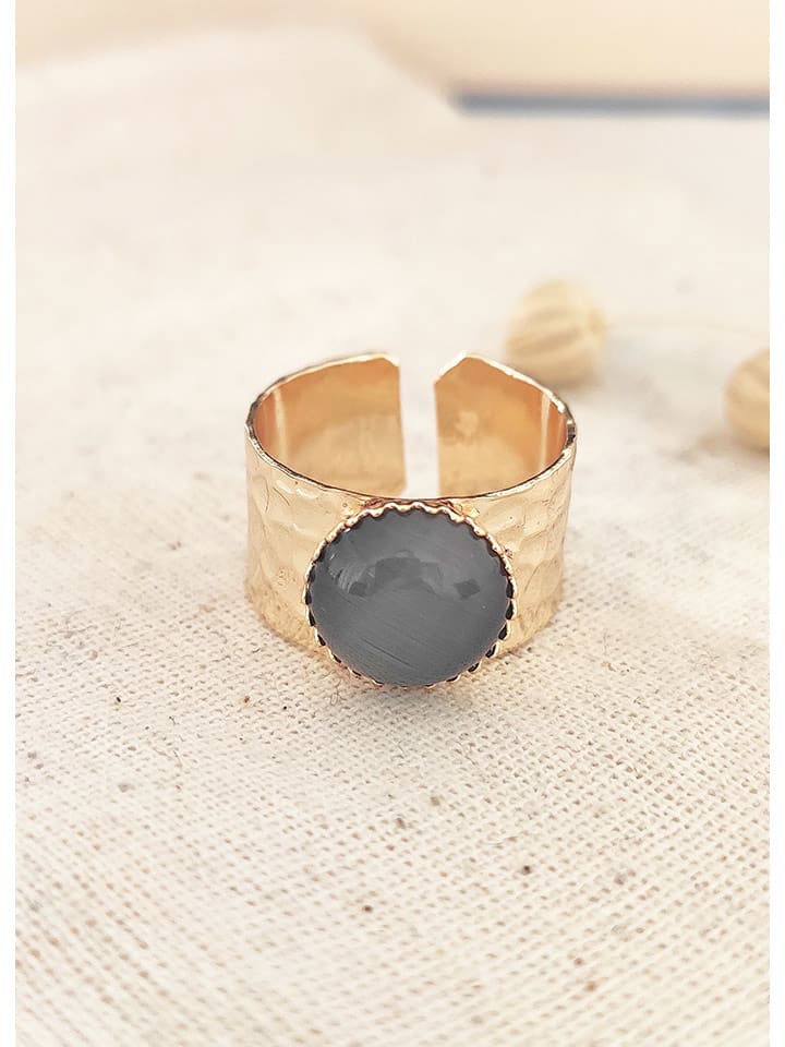 atelier MIU Pozłacany pierścionek z tygrysim okiem rozmiar: onesize