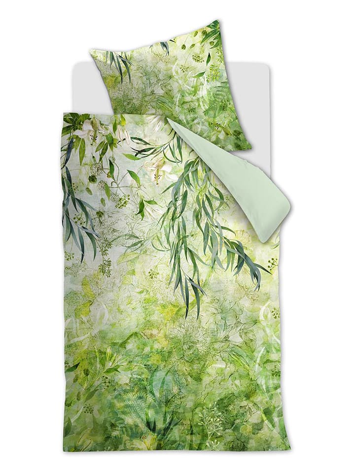 Beddinghouse Komplet pościeli satynowej "Giverny" w kolorze zielonym rozmiar: 135x200 cm