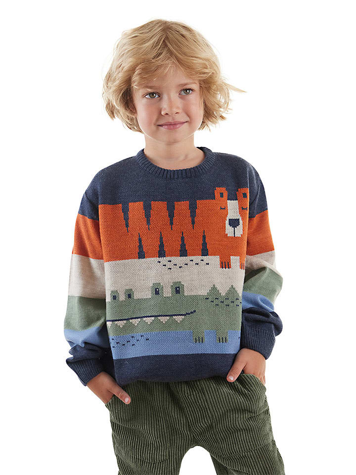 Denokids Sweter "Animals" w kolorze granatowym rozmiar: 128