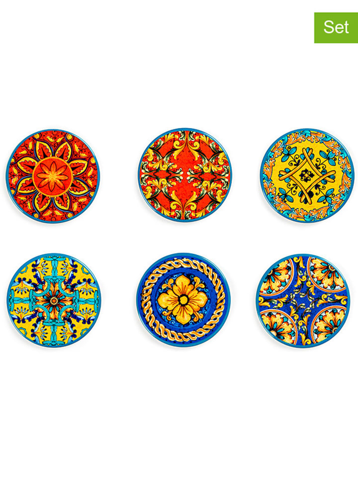 Trendy Kitchen by EXCÉLSA Podkładki (6 szt.) "Trinacria" ze wzorem - Ø 11 cm rozmiar: onesize