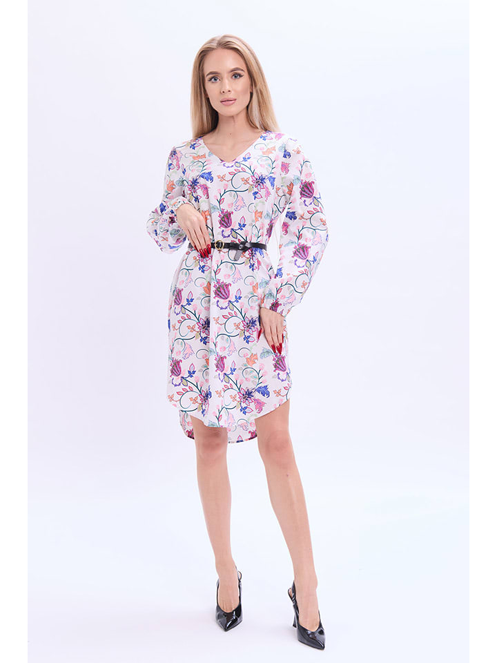 Marks & Spencer Sukienka w kolorze kremowo-niebiesko-jasnoróżowym rozmiar: 38