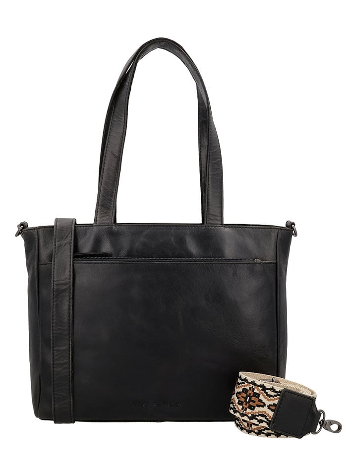 HIDE & STITCHES Skórzana torebka w kolorze czarnym - 34 x 34 x 8 cm rozmiar: onesize