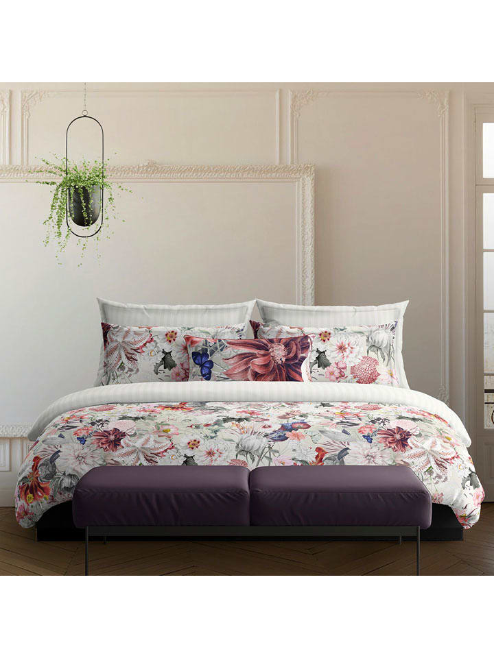 maison héritage PARIS Komplet pościeli satynowej "Fleurs" ze wzorem rozmiar: 200x220 cm