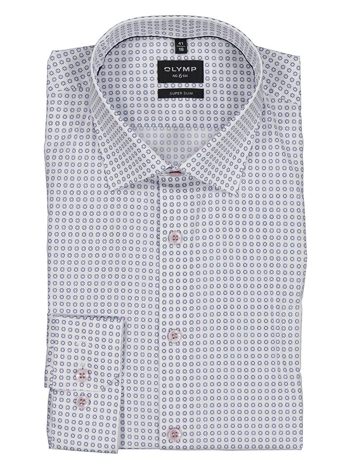 OLYMP Koszula "No 6" - Super Slim - w kolorze niebiesko-białym rozmiar: 41