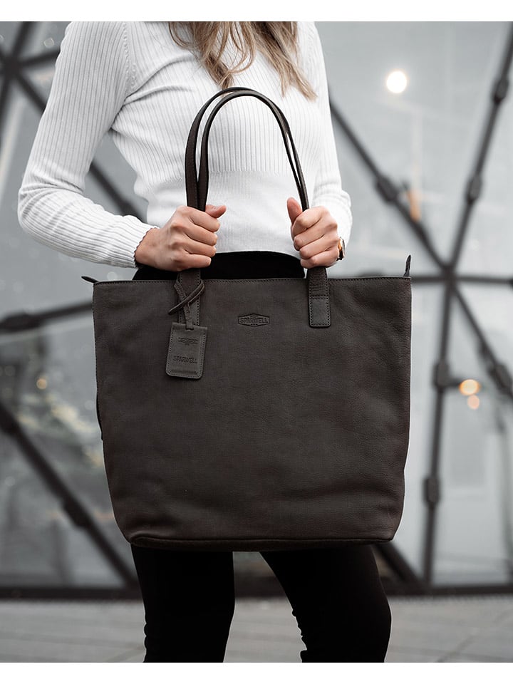 SPARWELL Skórzana torebka "Alice" w kolorze brązowym - 34 x 41 x 12 cm rozmiar: onesize