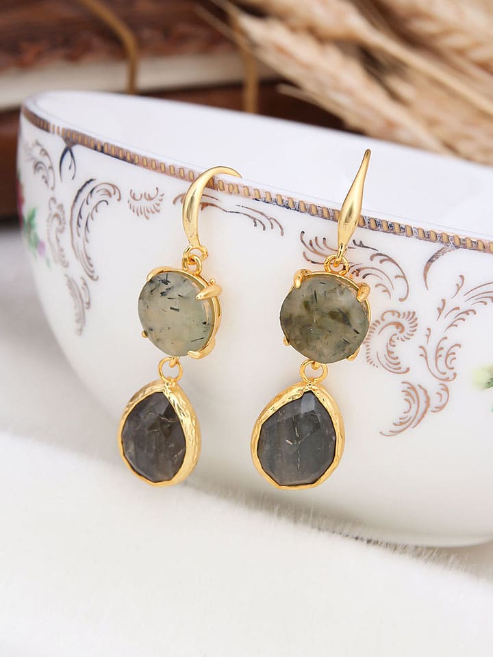 L'Atelier de Gaia Pozłacane kolczyki z prehnitami rozmiar: onesize