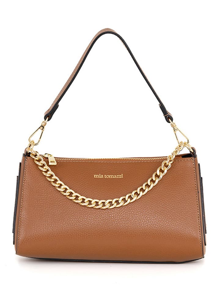 Mia Tomazzi Skórzana torebka "Zumbini" w kolorze karmelowym - 28 x 15 cm rozmiar: onesize