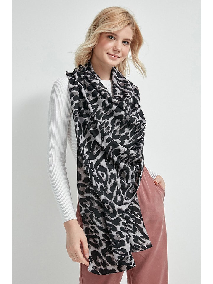 Lucky Bees Szal w kolorze szaro-czarnym - 180 x 80 cm rozmiar: onesize