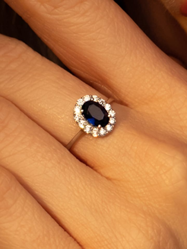 OR ÉCLAT Złoty pierścionek "Bleu merveilleux" z cyrkoniami rozmiar: 48