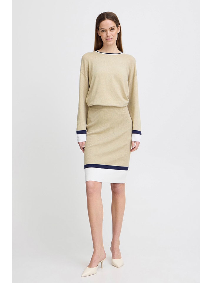 b.young Spódnica dzianinowa w kolorze beżowym rozmiar: XL