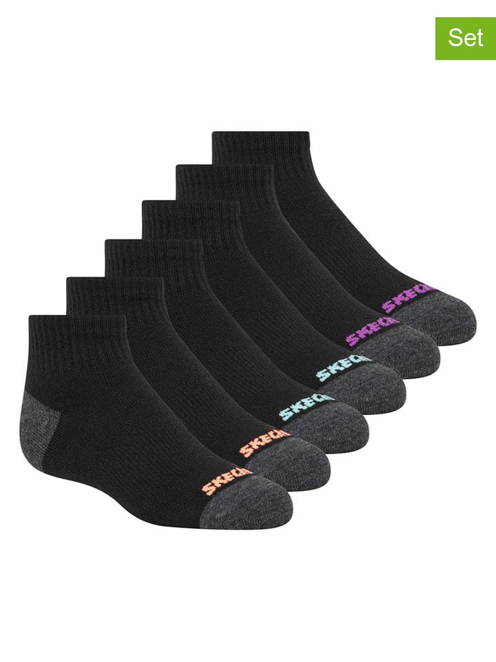Skechers Skarpety (6 par) w kolorze antracytowo-czarnym ze wzorem rozmiar: 36-38